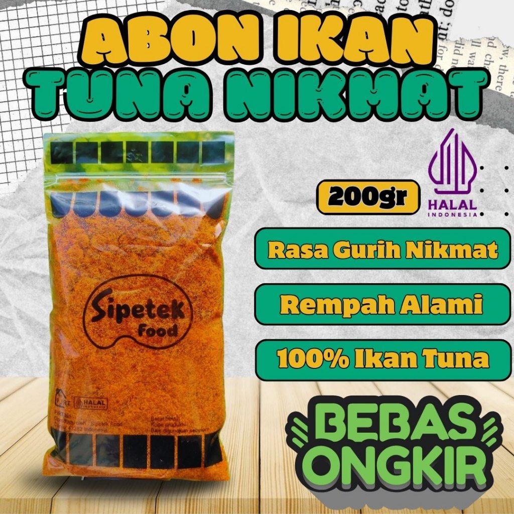 

Abon Ikan Tuna Asli Sipetek Kiloan Tekstur Lembut Rasa Gurih Nikmat 100% Daging Tuna Kemasan 200grm