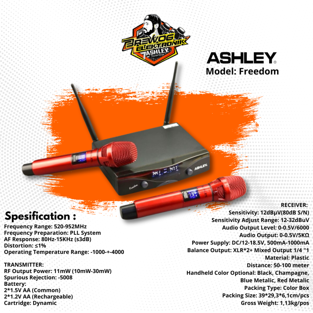 MIC WIRELESS FREEDOM MERAH ASHLEY