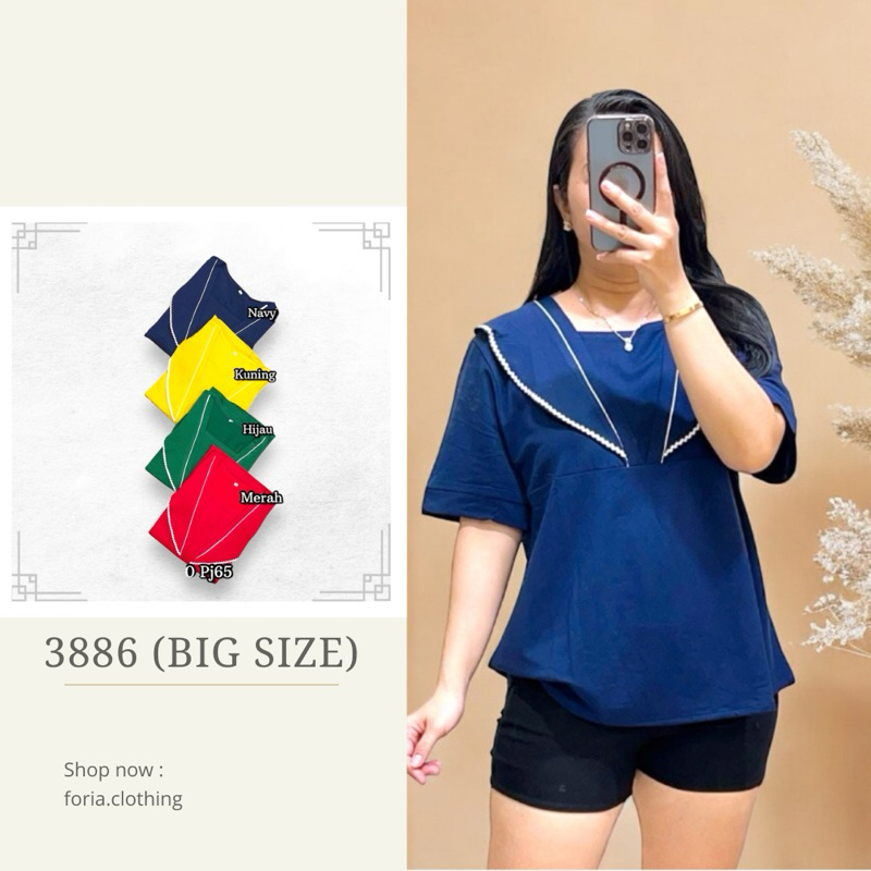 Foria 3886 top jumbi bigsize atasan kaos wanita merah hijau natal