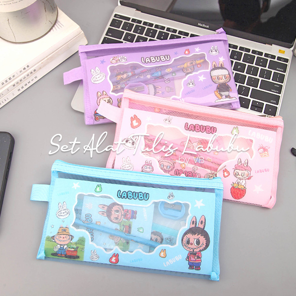 

[6-12 PCS] Grosir Set Alat Tulis Peralatan Sekolah Labubu Koleksi Alat Tulis Korea Gemash by Warna_VB