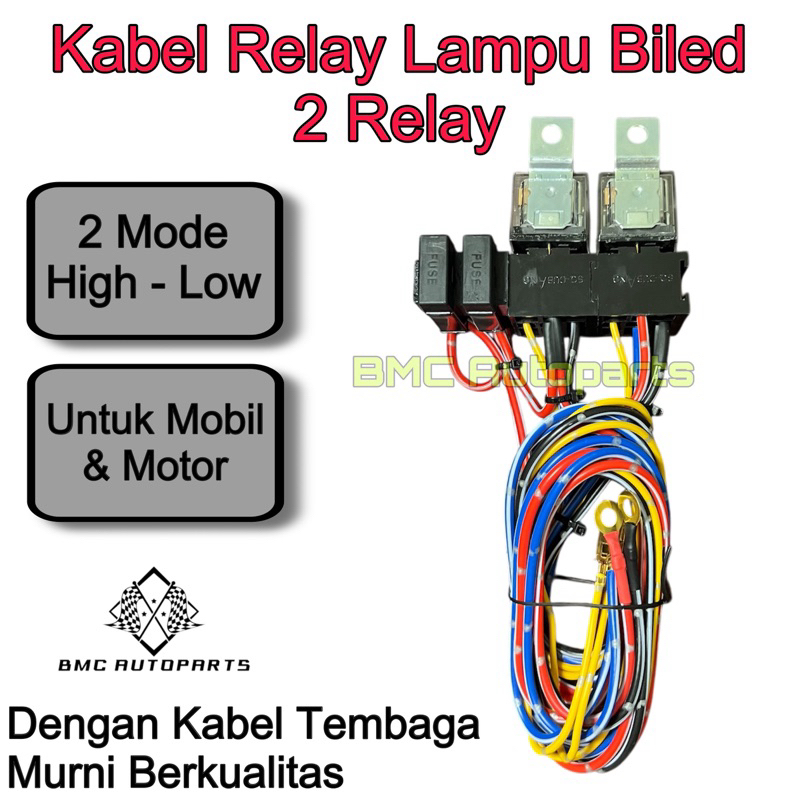 Ag Kabel Relay Set Lampu Tembak Biled Projie 2 Mode High Low Untuk Mobil & Motor - Kabel Relai