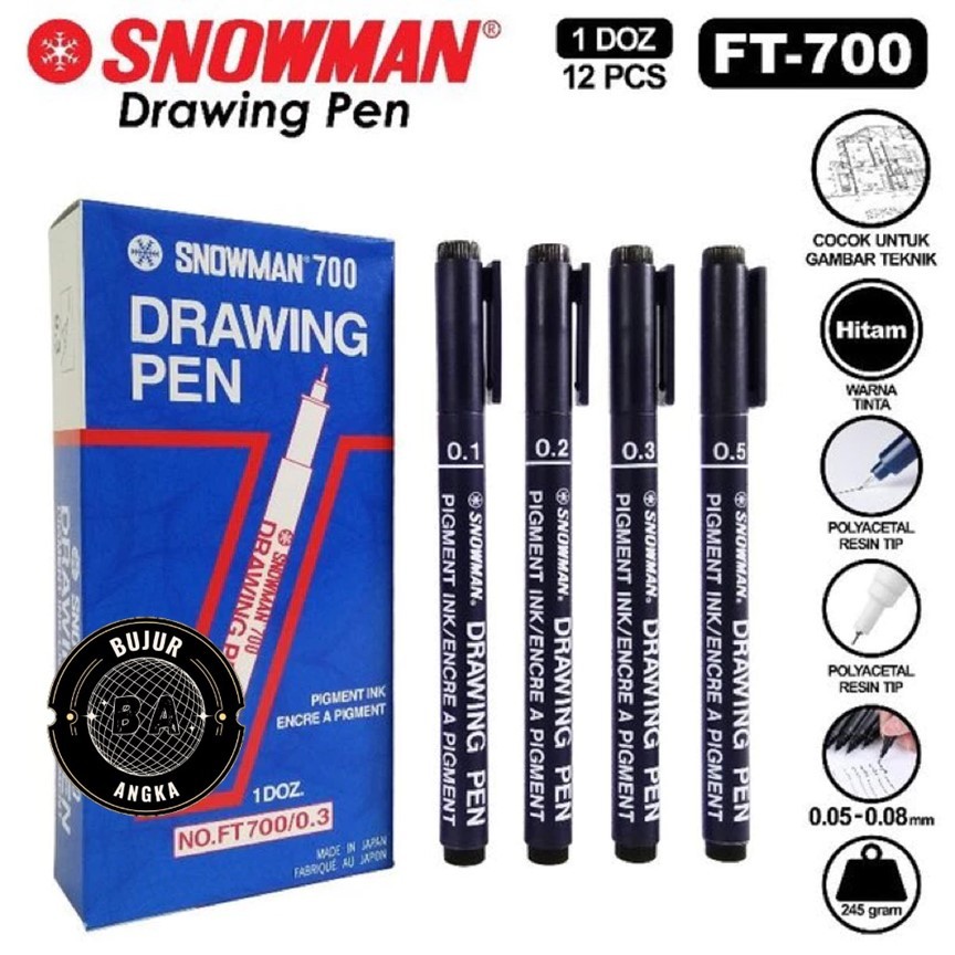 

(ECERAN) DRAWING PEN / PULPEN GAMBAR SNOWMAN 700