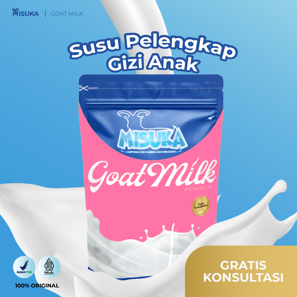 

MISUKA Susu Kambing Etawa Super Rasa Strawberry 250gr Menambah Nafsu Makan, Berat dan Tinggi Badan