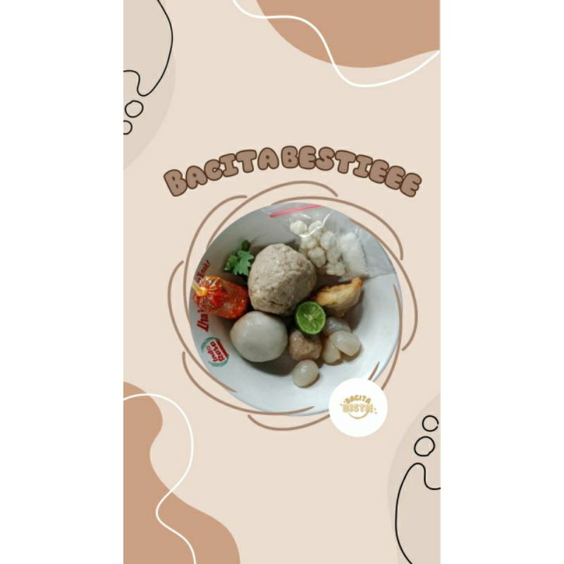 

cilok isi ayam suwir+Bakso Jumbo bumbu chili oil | bacita bestie