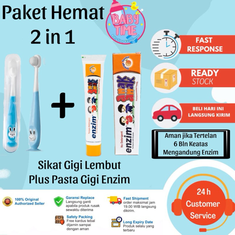 Paket Sikat Pasta Gigi Enzim Pigeon Bayi dan Sikat Gigi Bulu Lembut 2in1 FREE CASE