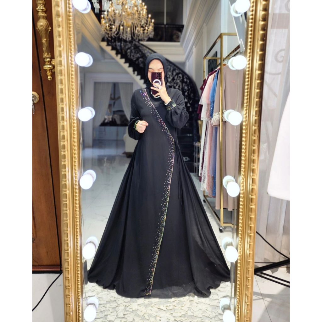 Abaya Hitam Turkey Gamis Muslimah Jubah Umroh Dubai Turkey Gamis Wanita Muslim Abaya Swaro BISA COD