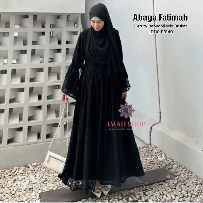 Abaya fatimah gamis wanita muslim terbaru gamis polos hitam