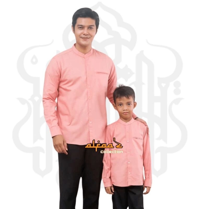 KEMEJA PRIA POLOS warna BLUSH PINK AYAH DAN ANAK|KOKO COUPLE AYAH DAN ANAK|KEMKO