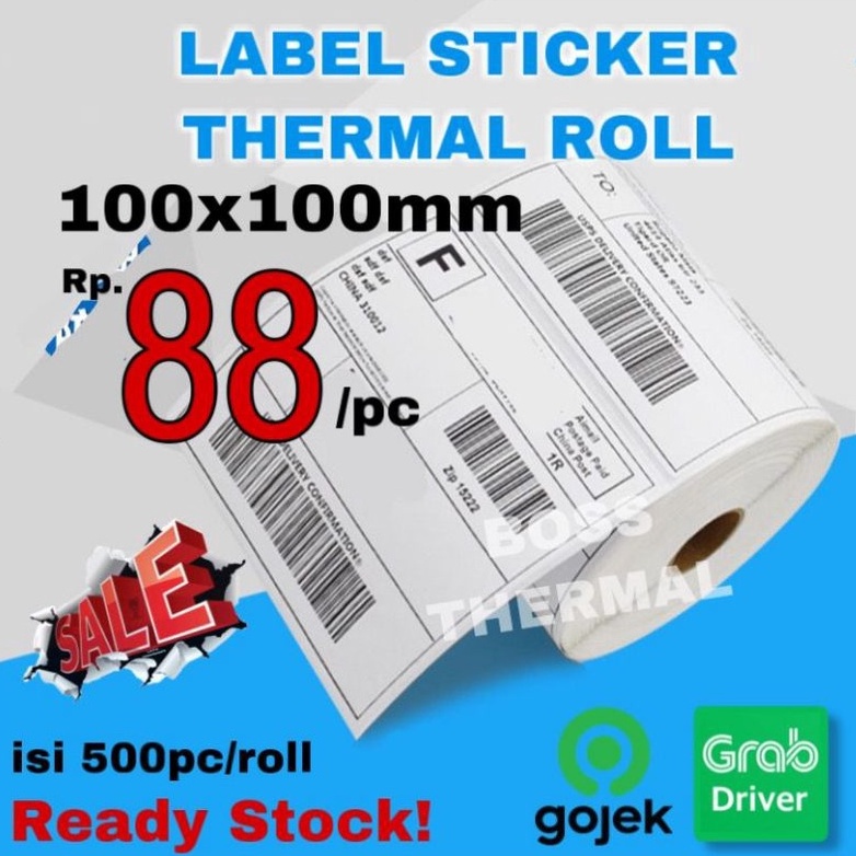 

KODE B56J KERTAS LABEL THERMAL 1x1 isi 5 STICKER BARCODE THERMAL 1X1