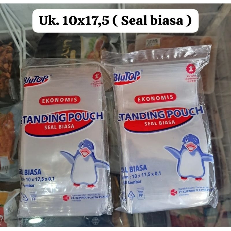 Standing pouch blutop ukuran 10x17,5 (seal biasa)