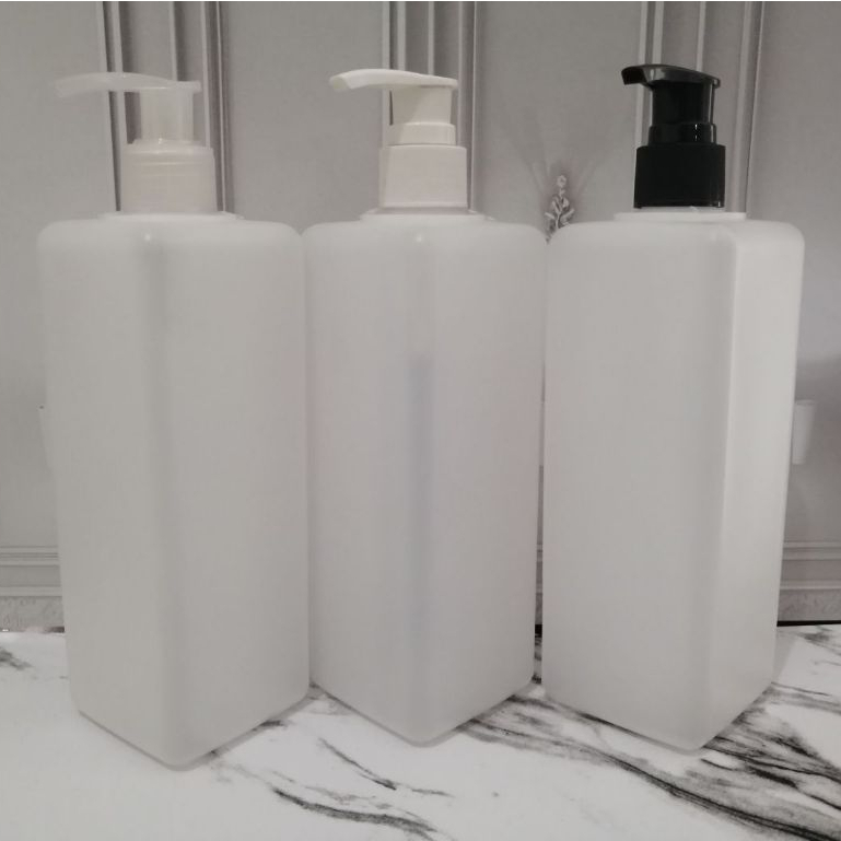 Botol Pump 500ml Hdpe Kotak NaturalTutup Pump Lotin / Botol Pump 500ml Natural Kotak