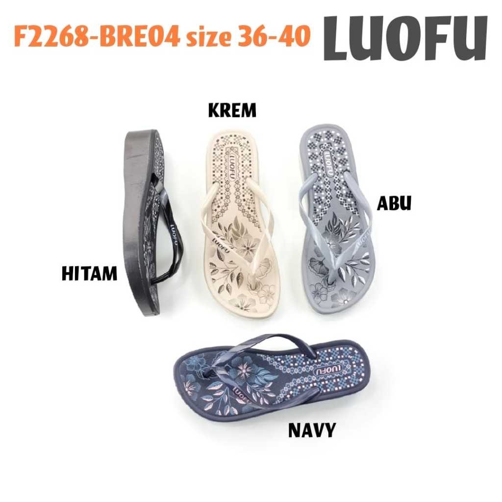 LUOFU F2268-BRE04 jelly sandal jepit wanita karet import sendal cewek