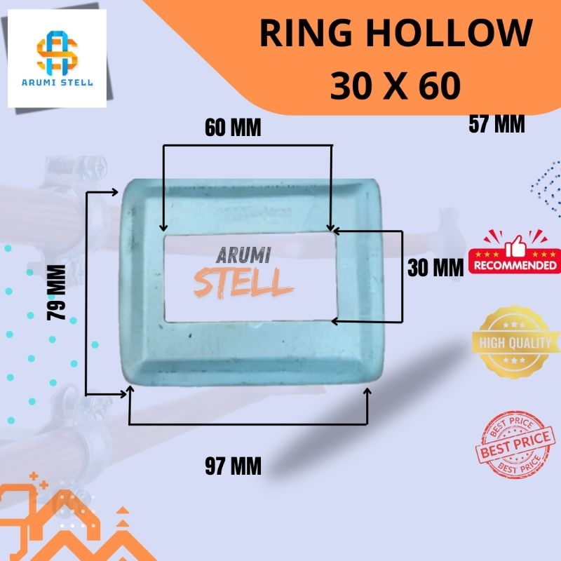 Ring Hollow 30x60 mm Besar / Plat Besi Tapak Minimalis / Ornamen Ring hollow 30x60 mm