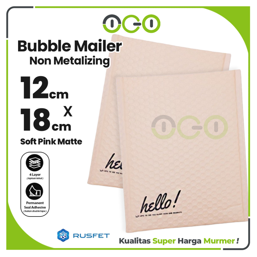 

Amplop Bubble Mailer Soft Pink 12 x 18 cm Harga Satuan / Amplop Packing Olshop Hello Series Rusfet