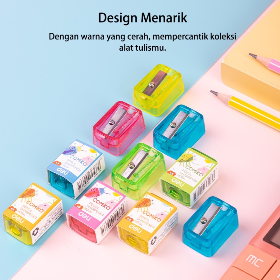 

Sharpener / Rautan Pensil Deli Warna-Warni EH034
