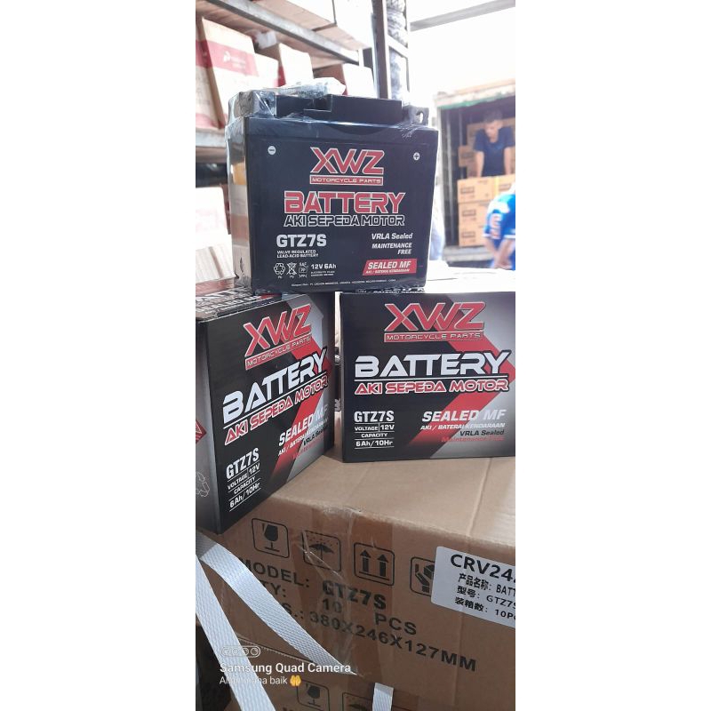 AKI ACCU MOTOR GTZ7S/7 AMPER FULL KERING MURAH BERKUALITAS MEREK XWZ BUAT MOTOR HONDA VARIO ELD 150,