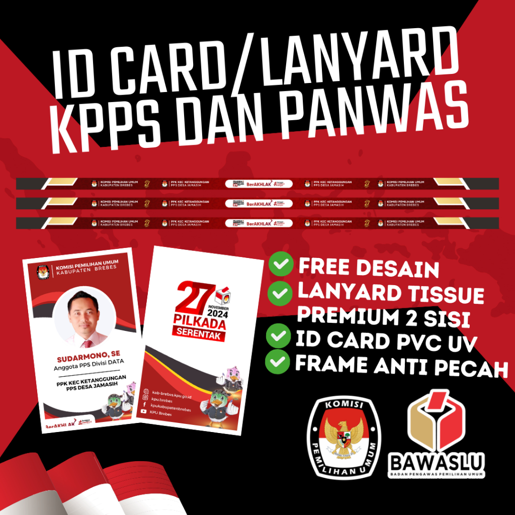 

Paket Id Card/Lanyard KPPS da PANWAS PEMILU