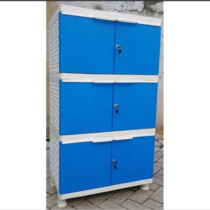 Lemari Plastik Susun 3/4 Apollystar Prime/Modern ROTAN/GAMBAR Kunci susun 3/4 Kaca/tanpa kaca