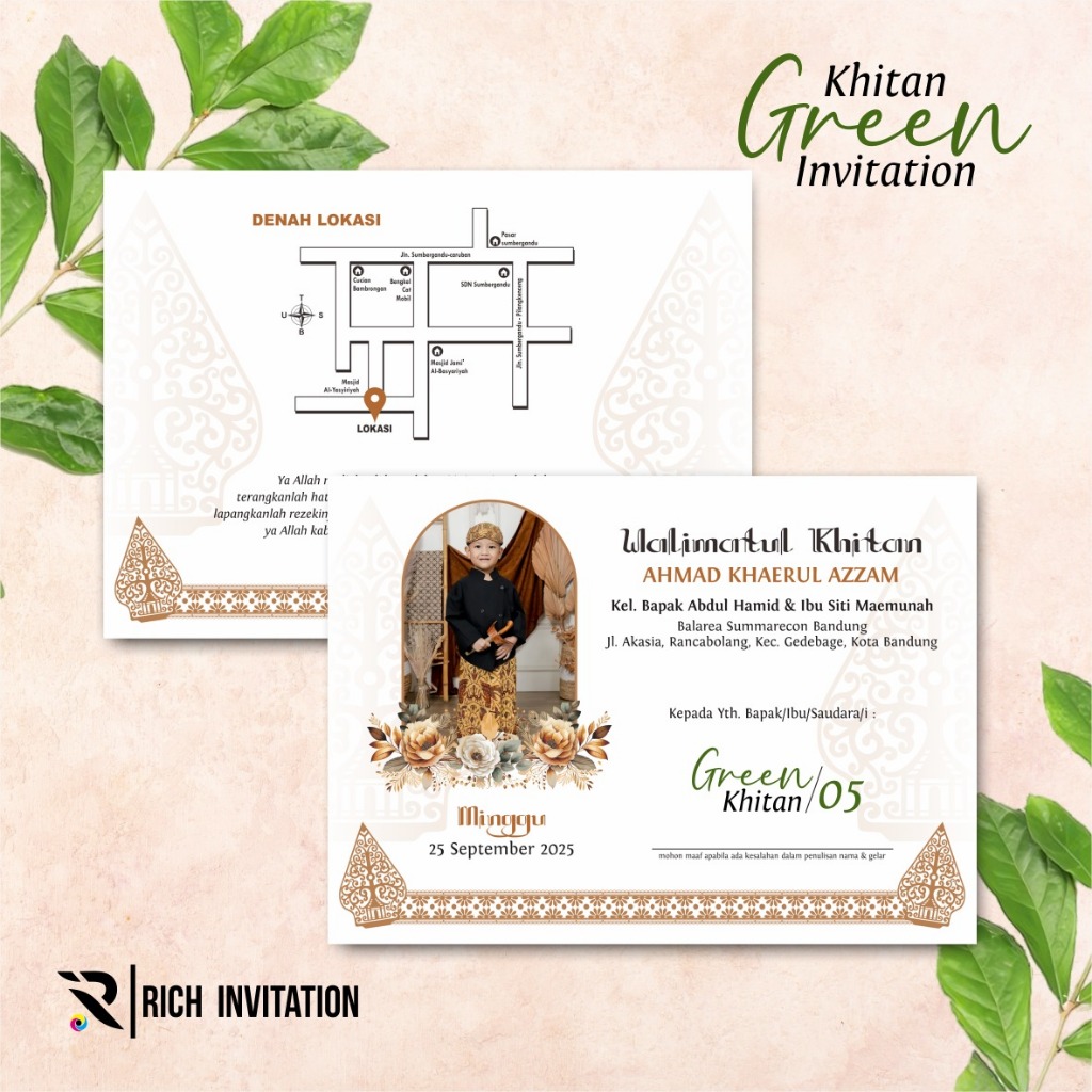 UNDANGAN KHITAN ANAK CUSTOM FOTO MURAH - CETAK UNDANGAN KHITANAN LIPAT - KARTU UNDANGAN SUNAT