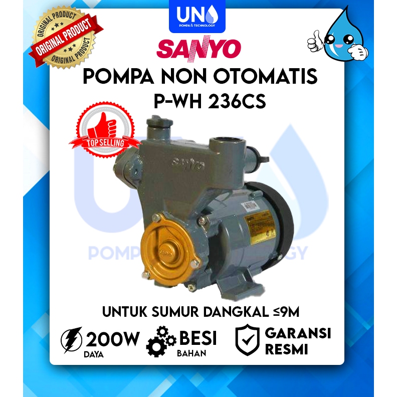 Sanyo Pompa air Sumur Dangkal Non Auto Otomatis PWH-236 C S / PWH 236 C S / PWH236CS