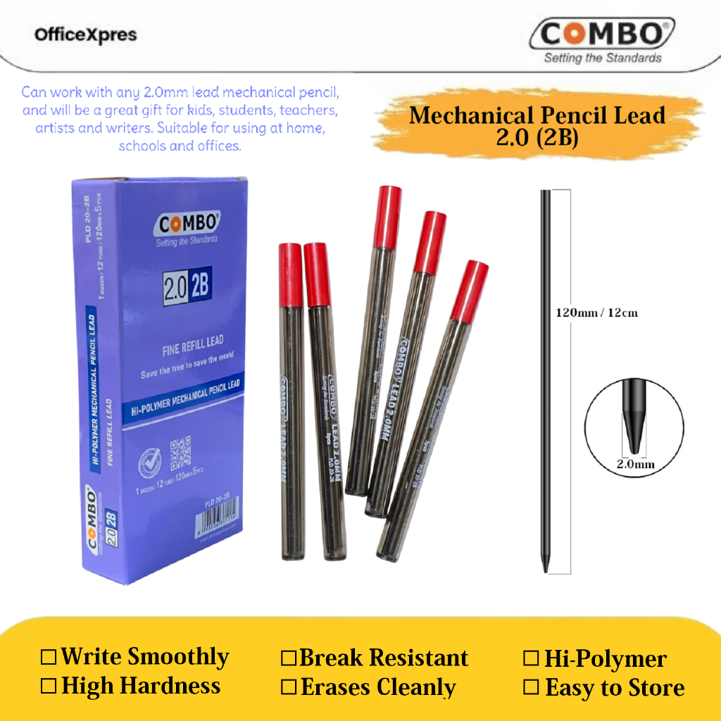 

Refill Pensil Mekanik 2.0 mm (2B) / Mechanical Pencil Lead 2.0mm (2B) / Hi-Polymer Pencil Lead / Isi Pensil Mekanik / Isi Ulang Refill Pensil Cetek