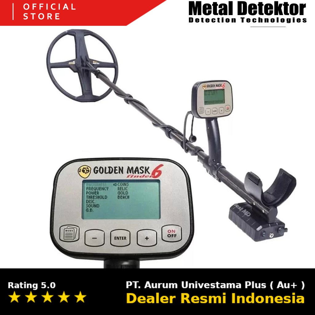 Metal Detektor Golden Mask Finder 6 VLF Second Metal Detector Alat Pencari Harta Karun - Detektor Em