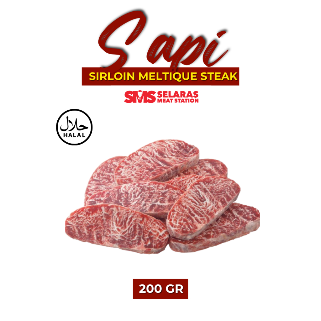 

Beef Sirloin Meltique Steak 200 gram Frozen Tangerang Selatan