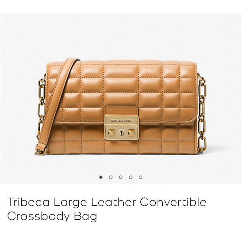 MK Tribeca large wallet on chain xbody Pale peanut  (19x13cm)