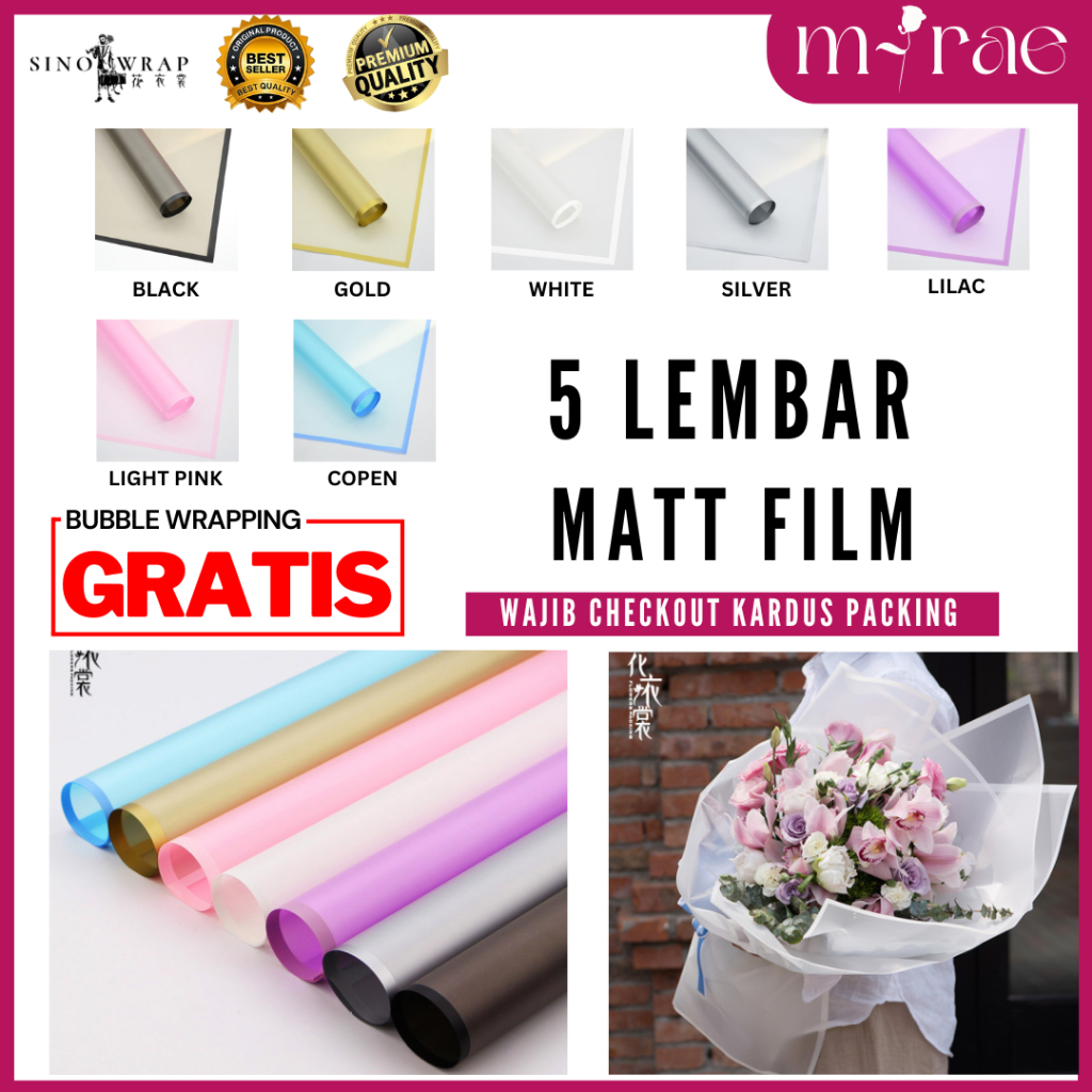 

KERTAS BUKET BUNGA CELLOPHANE MATT FILM PREMIUM SINOWRAP FLOWER WRAPPING [5 LEMBAR]