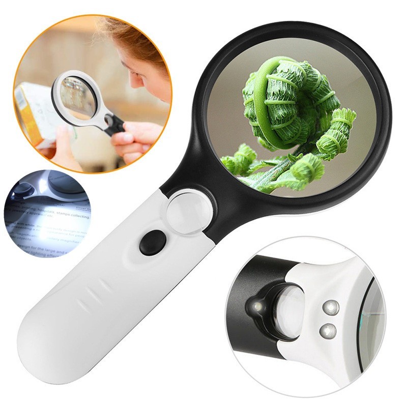 

Kaca Pembesar LED 2in1 Pembesar 3 LED Membaca Magnifying Glass Dengan Lampu