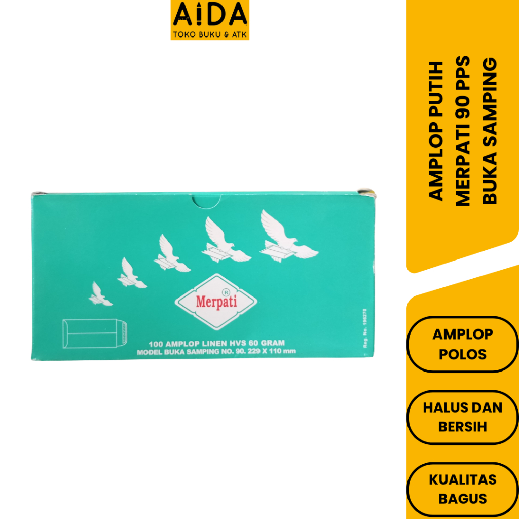 

AMPLOP Putih Polos MERPATI 90 PPS 60 gsm TANPA PEREKAT