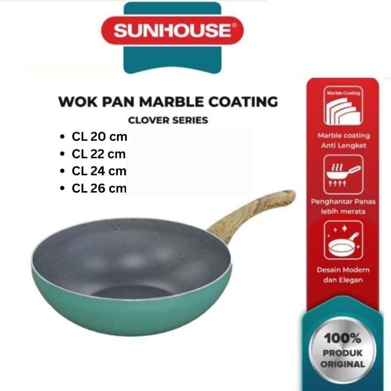 WOK PAN MARBLE COATING - WAJAN - TEFLON
