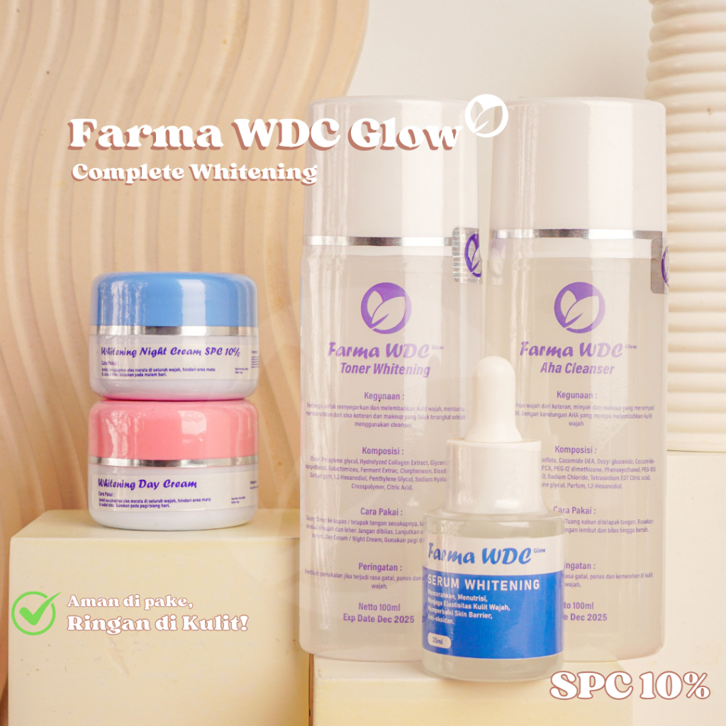 FARMA WDC GLOW PAKET SKINCARE ISI 5 SPC 10% ORIGINAL 100% WHITENING SERIES
