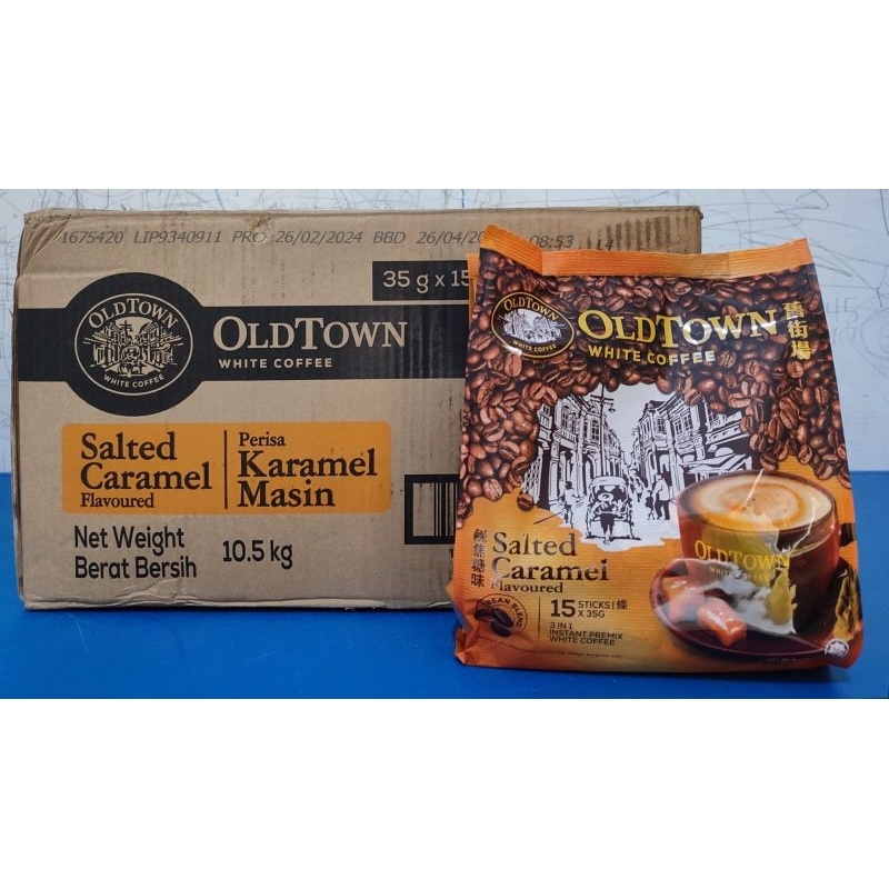 

Old Town White Coffee Salted Caramel Malaysia 1 kotak isi 20 bungkus x 15 sticks x 35 gr