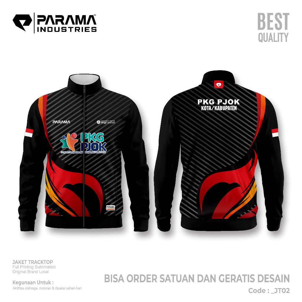 PARAMA INDUSTRIES || PROMO GRATIS DESAIN PREMIUM TRACKTOP JACKET PKG PJOK || JAKET GURU OLAHRAGA