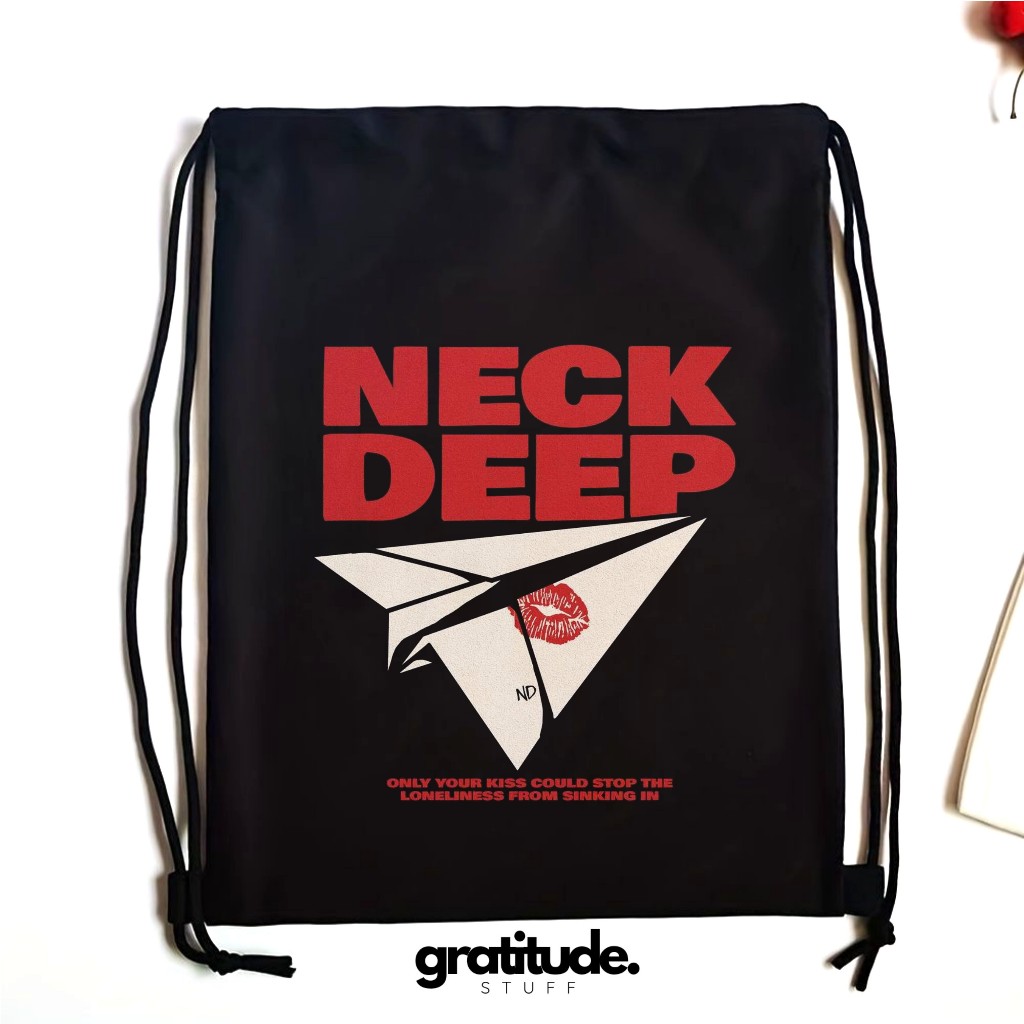 Tas Serut Kanvas Neck Deep String Bag Gymsack Band Pria Wanita