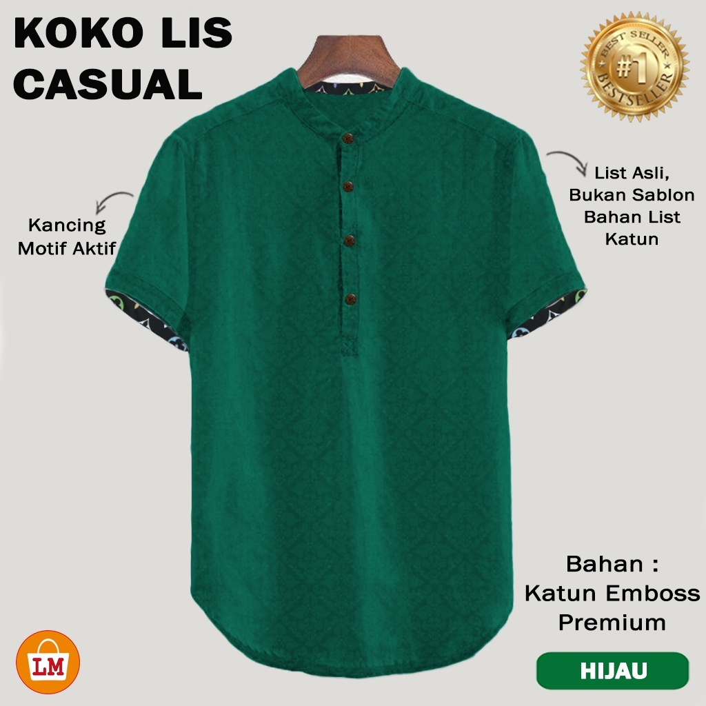 ARYAN - BAJU KOKO KEMEJA KURTA PRIA LAKI LAKI DEWASA UKURAN S M L XL XXL  JUMBO LENGAN TANGAN PENDEK