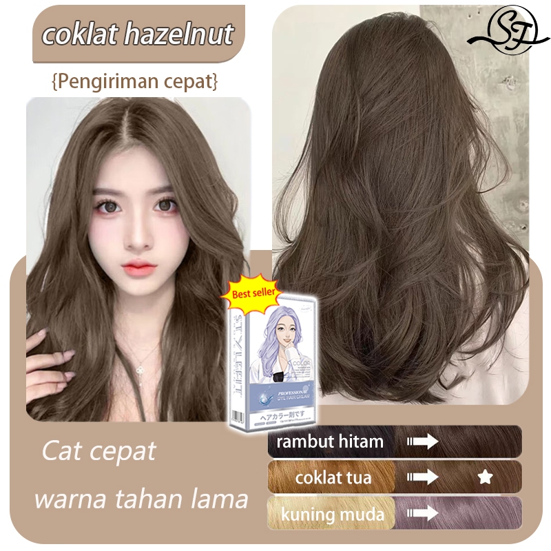【Warna tahan lama】STYLE FIT cat rambut coklat hazelnut *200ml tampak lebih putih，bahan herbal，cat se