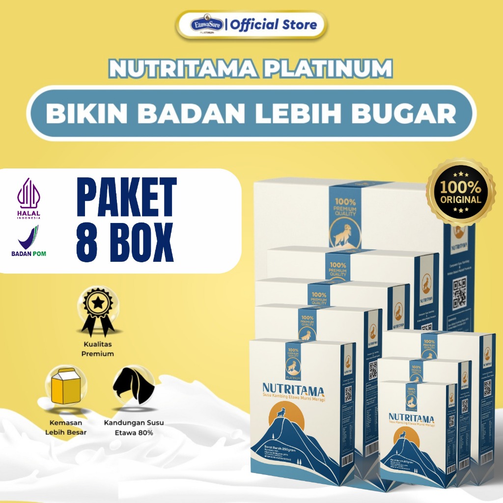 

PAKET 8 BOX NUTRITAMA susu kambing etawa badan lebih bugar segala urusan lancar
