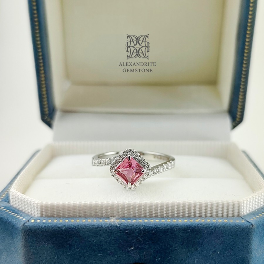 AG Jewelry P0722006 Cincin Emas Berlian Orangy Pink Padparadscha No Heat - Srilanka