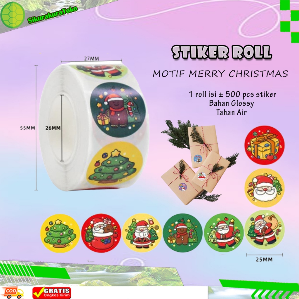 

(SDA) Isi 500 PCS Stiker Merry Christmas Bulat 1 Roll Label Santa Claus Kemasan Hampers Natal Motif Santaclaus Sticker Sinterklas Tempel Isolasi Rol Selamat Natal Xmas