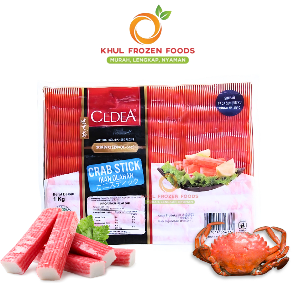 

Cedea Crab Stick 1Kg/ CEDEA/ Olahan ikan berbentuk stik kepiting/ Suki-suki / Surimi