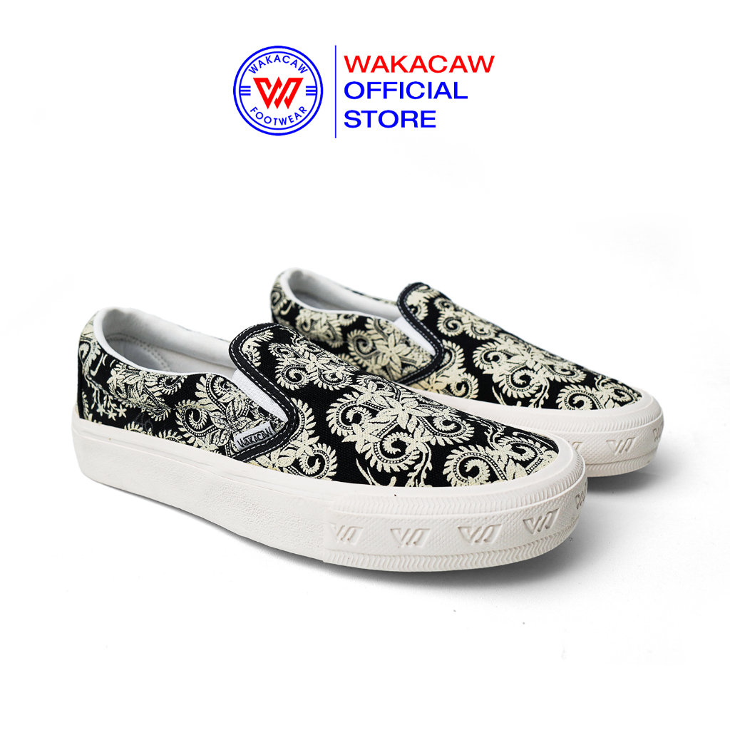 WAKACAW - Batikal Black Series Sepatu Wakacaw Sepatu Slip On Selop Casual Vulcanised Skate Board Pri