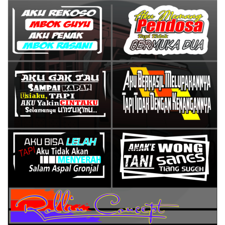 Stiker kata kata kaca mobil truk pickup stiker cuting variasi kata-kata campur mobil truk pickup, dl