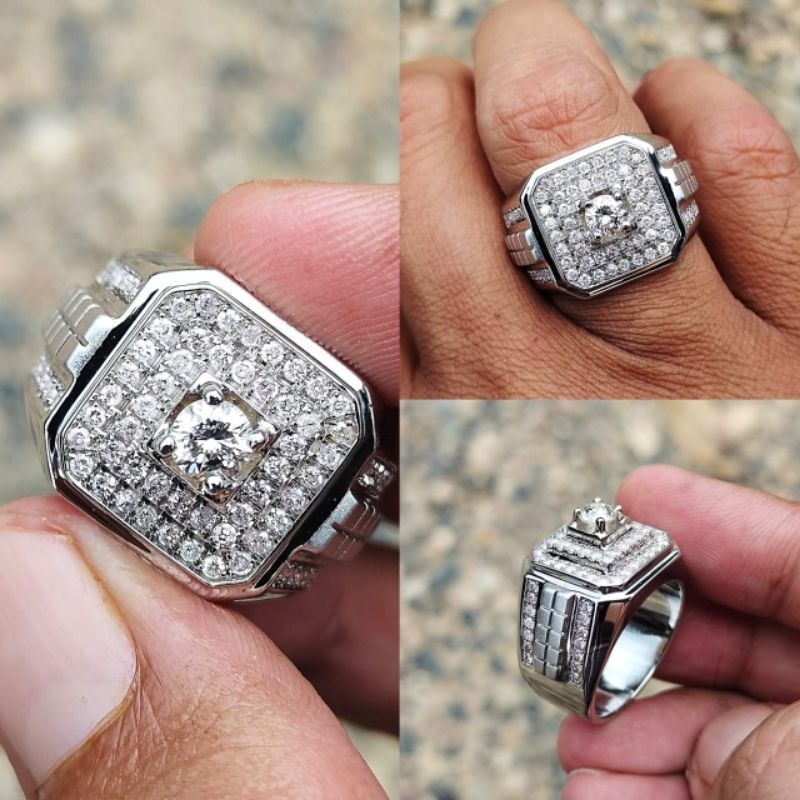 Cincin Berlian Banjar Pria Ring Silver