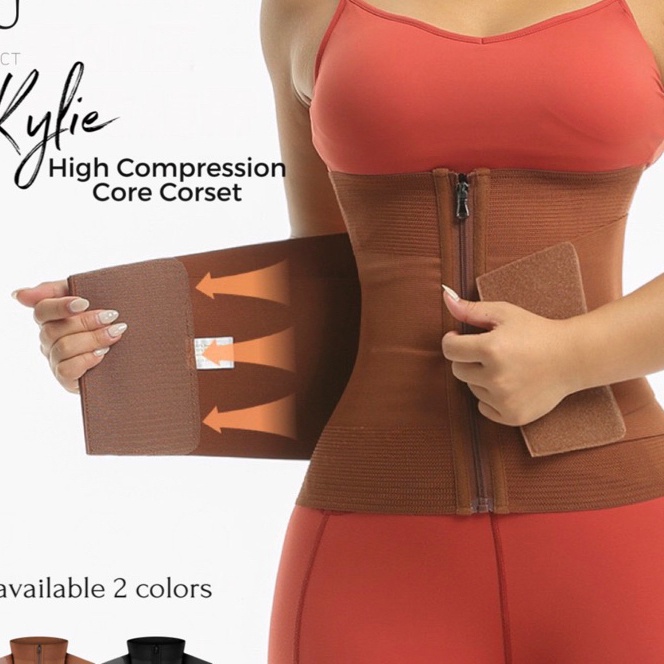 Wow YUYUADDICT  Kylie Premium Sport Korset Resleting Waist Shaper Double Hh Compression Core Corset