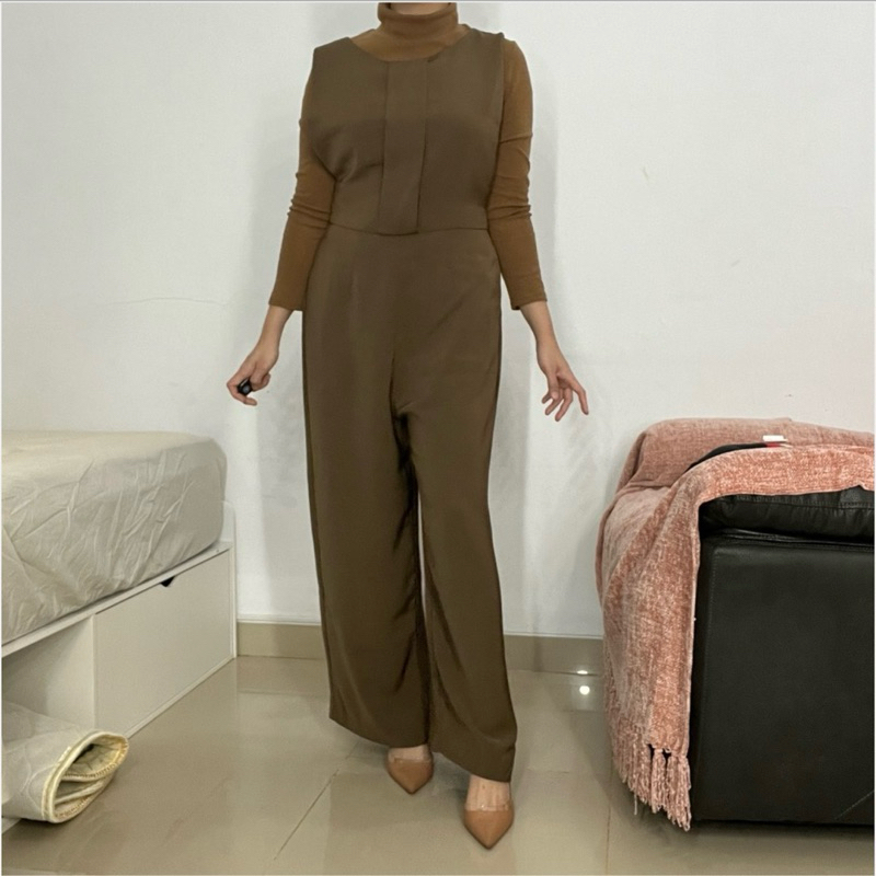 Norma Hauri X Matahari Jumpsuit / Baju Celana Terusan - M / Brown