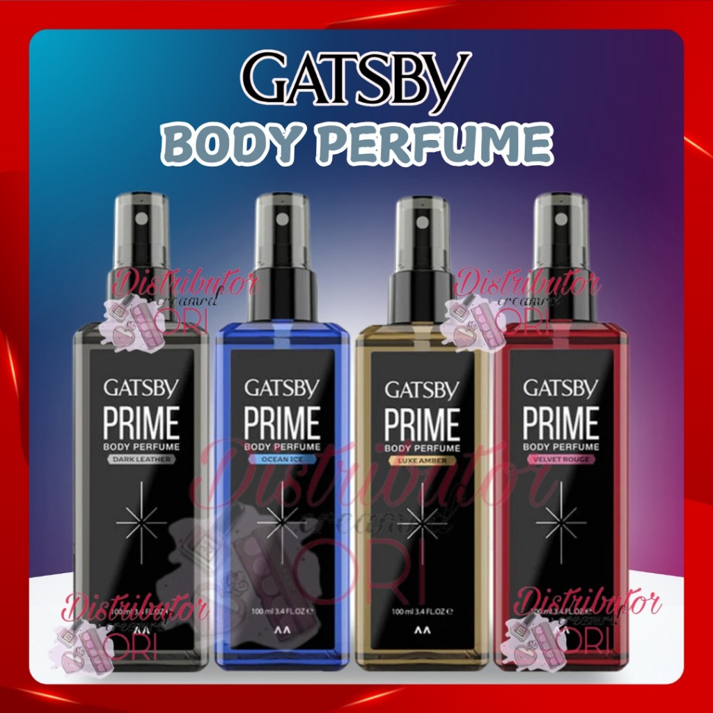 GATSBY Prime Body Perfume Spray 100ml |Luxe Amber | Dark Leather | Velvet Rouge | Ocean Ice
