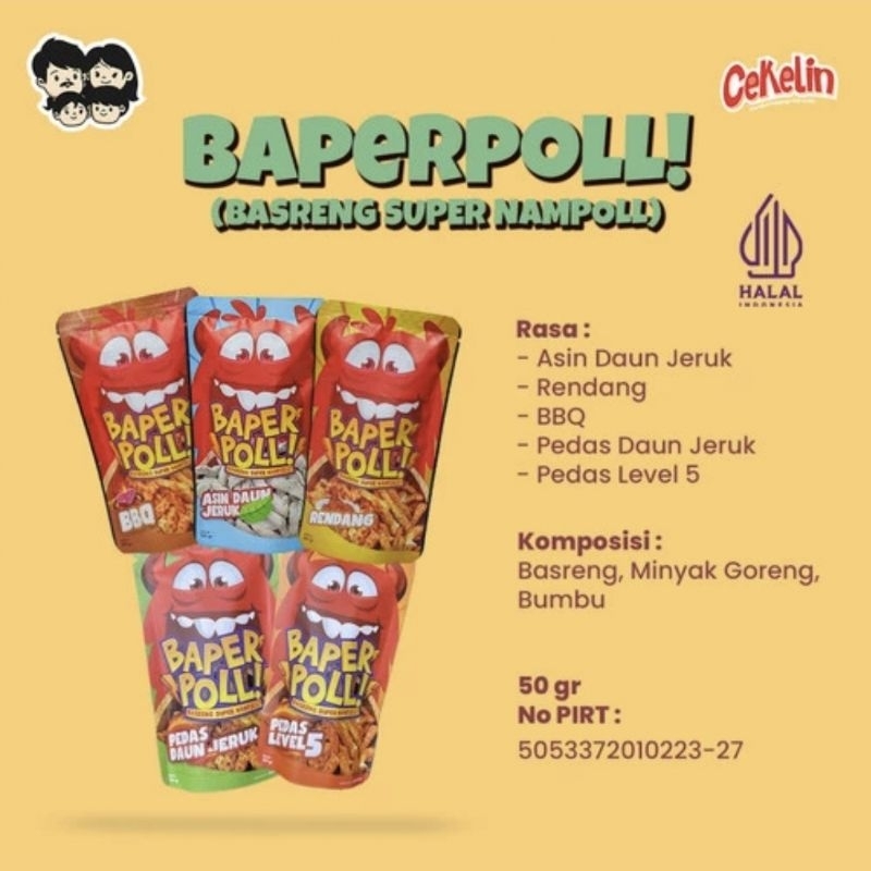 

Snack Cekelin Basreng Cemilan Indonesia 50gr VIRAL Rasa BBQ, Rendang, Daun Jeruk, Pedas