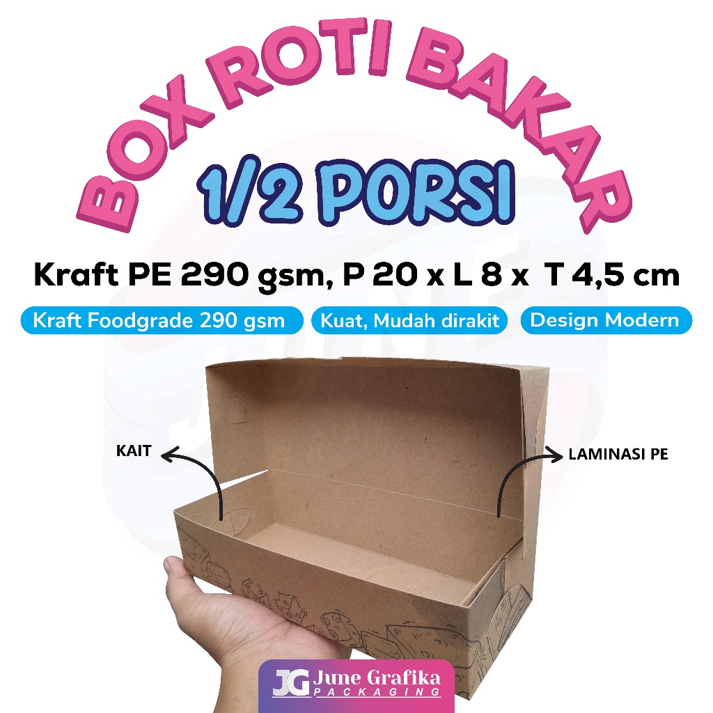 

iDk90 Dus Box Roti Bakar/Kotak Kue Ukuran 20/Dus Bolu Brownies/Pisang Nugget (Isi 50 Pcs)